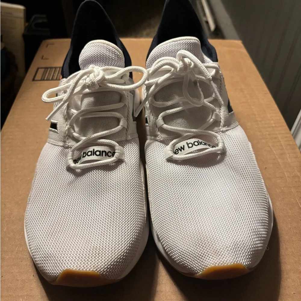 New Balance White and Navy Blue Sneakers - Picture 6 of 6